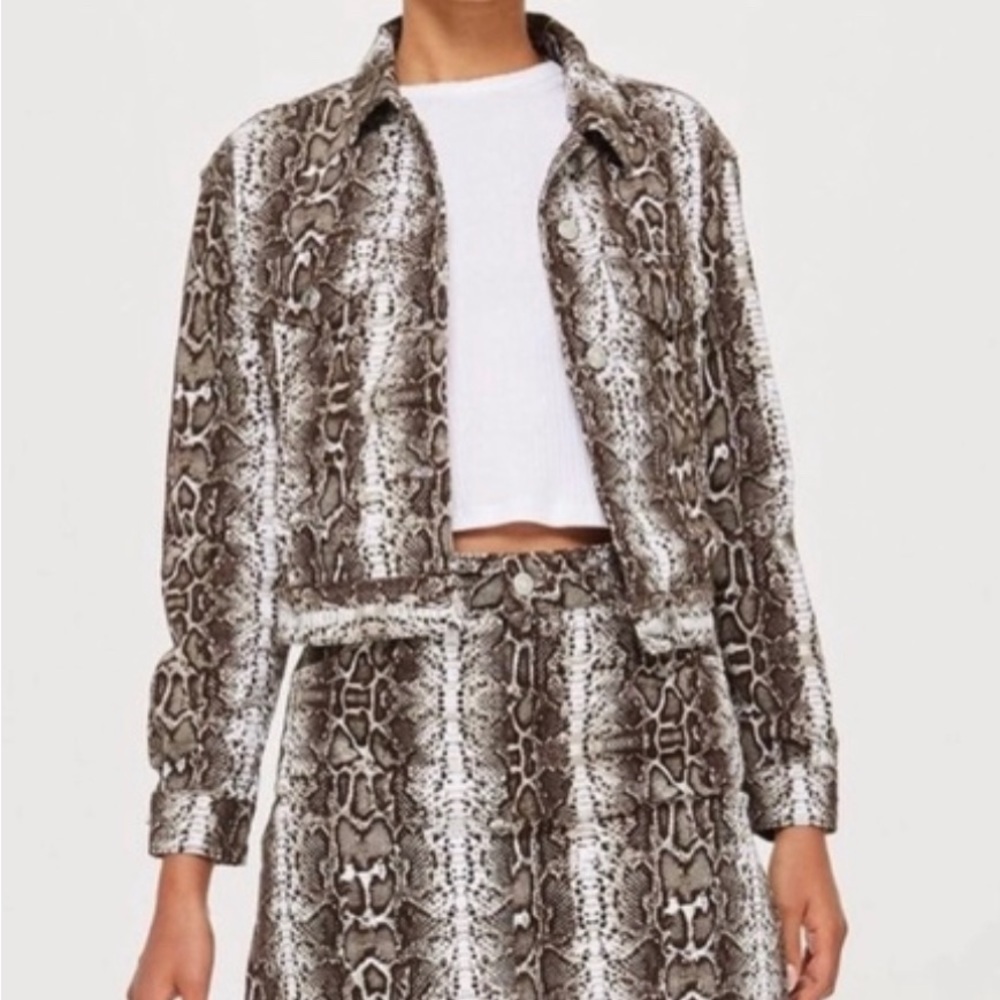 Topshop Python Denim Jacket Size 4 - Picture 3 of 5